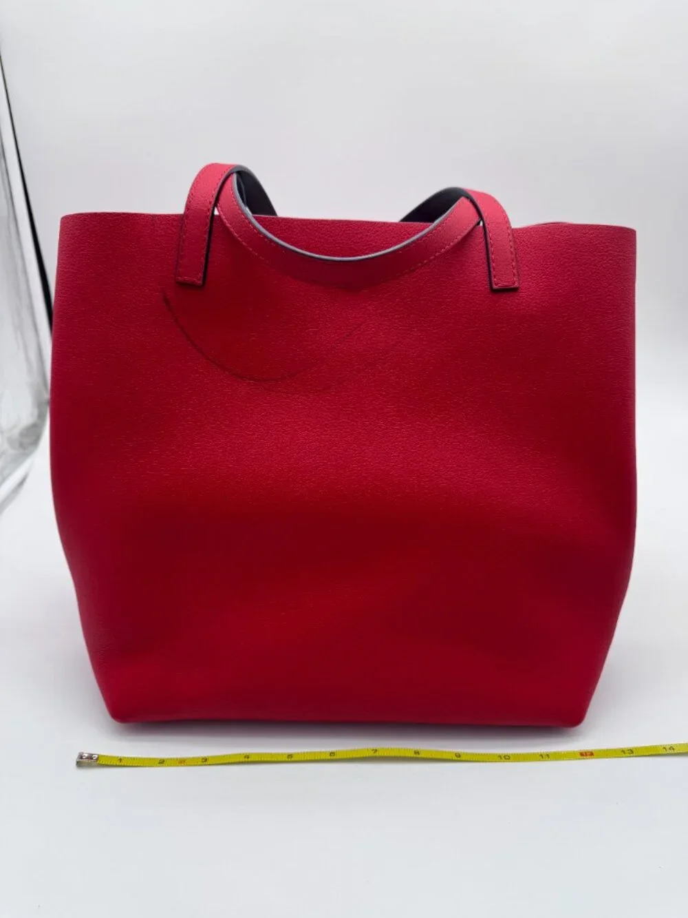 CH Carolina Herrera Large Red Leather Tote Bag with Removable Zip Pouch